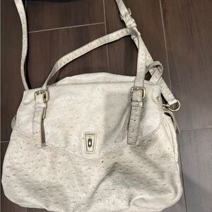 Marc by Marc Jacobs Aurora Ostrich Embossed Beige Satchel Purse